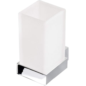 DWBA Wall Toothbrush Toothpaste Holder Bathroom Tumbler - Frosted Glass & Brass