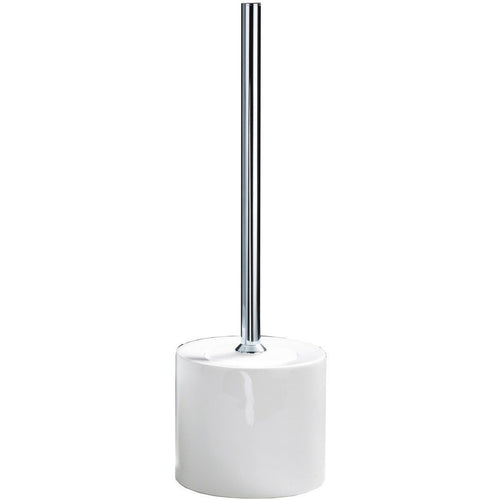 DWBA Free Standing Toilet Bowl Brush and Holder Set w/ cover. Porcelain-Chrome