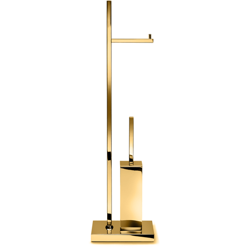 DWBA Standing Chrome / Gold / Satin Nickel Toilet Paper Roll Holder & Toilet Brush Bowl Holder Set