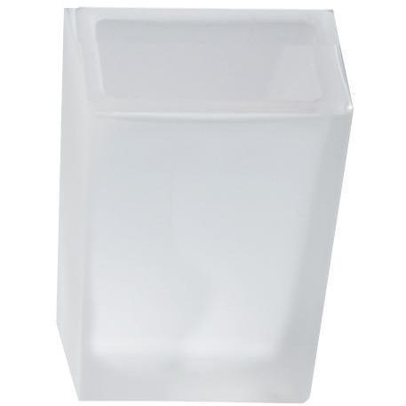 DWBA Square Bath Toothbrush Holder Standing Toothpaste Tumbler, Frosted Glass
