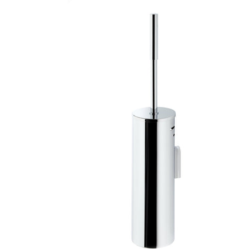 DWBA Round Brass Toilet Bowl Brush Holder Set Cleaner W/ Lid, Polished Chrome