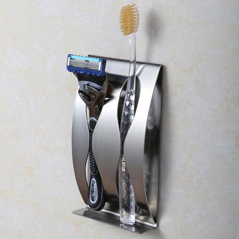1Pcs Stainless Steel Wall Mount Toothbrush Holder 3/2 Hook Self-Adhesive Tooth Brush Organizer Box Bathroom Accessories