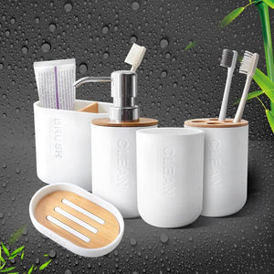 Bamboo Soap Dish Soap Dispenser Toothbrush Holder Soap Holder Bathroom Accessories