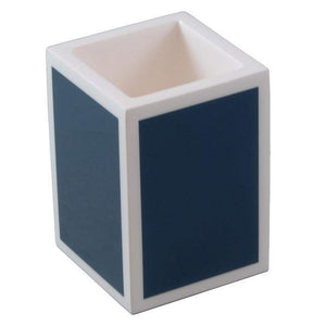 Navy Blue with White Lacquer Brush Holder