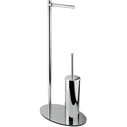 BA Elle Standing Bathroom Towel Bar Rail Holder & Toilet Brush Holder Set, Brass