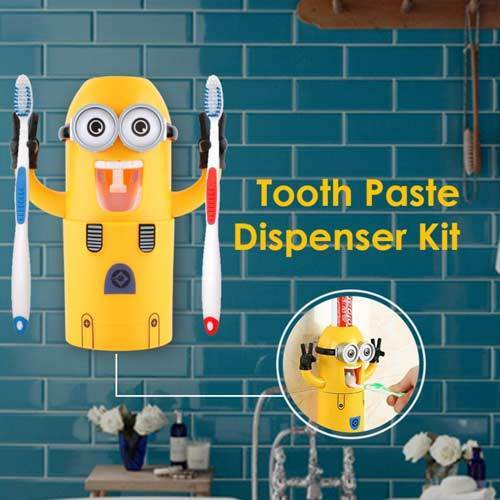 Minion ToothPaste Dispenser with Brush Holder - Yellow
