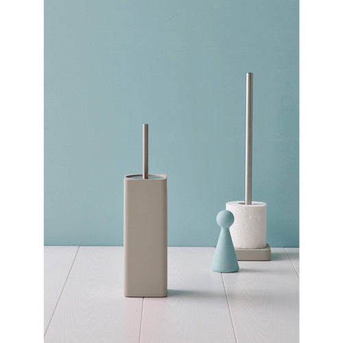 Ona Free Standing Resin Standing Toilet Brush Bowl Holder Cleaner Set, Square