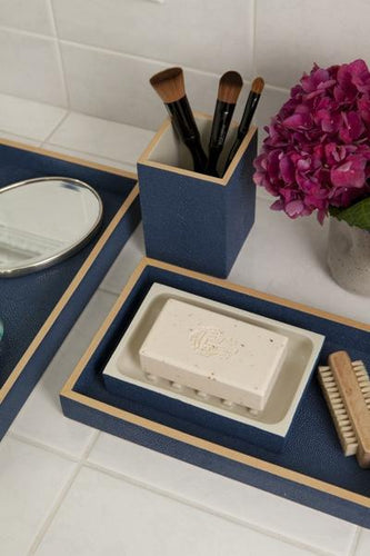 Manchester Faux Shagreen Bathroom Accessories (Navy Blue)