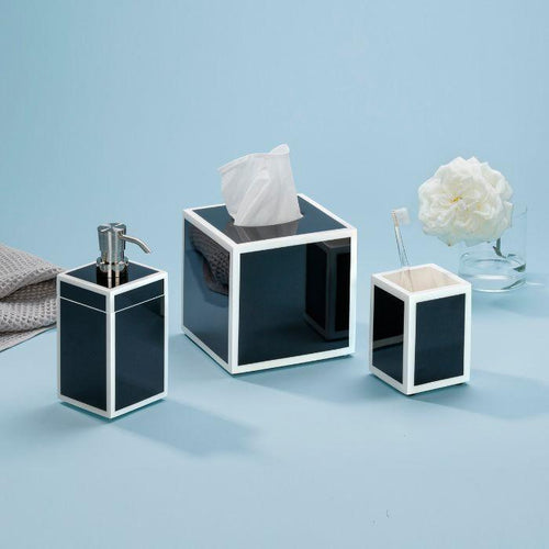 Navy Blue with White Lacquer Bathroom Accessories