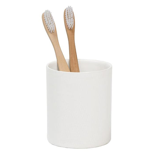 Cordoba White Ceramic Brush Holder