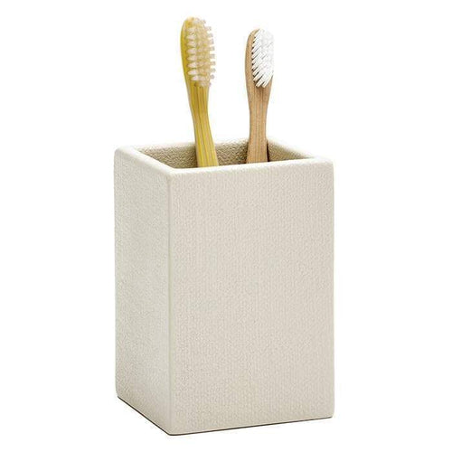 Dannes Faux Belgian Linen Brush Holder (White)