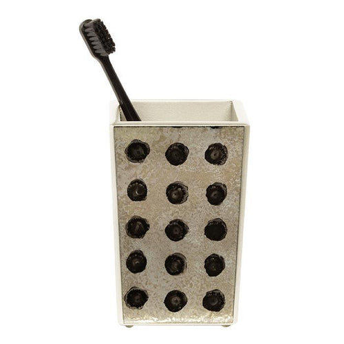 Elva Black Dot Painted Mirror Brush Holder