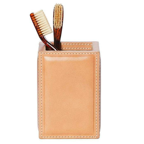 Lorient Aged Camel Full-Grain Leather Brush Holder