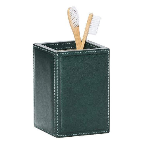 Lorient Dark Teal Full-Grain Leather Brush Holder