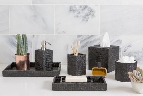 Hawen Faux Crocodile Bathroom Accessories - Black