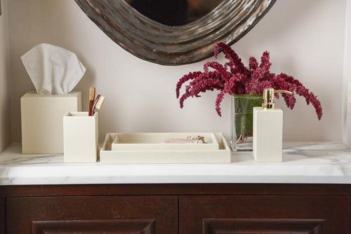 Dannes Faux Belgian Linen Bathroom Accessories (White)