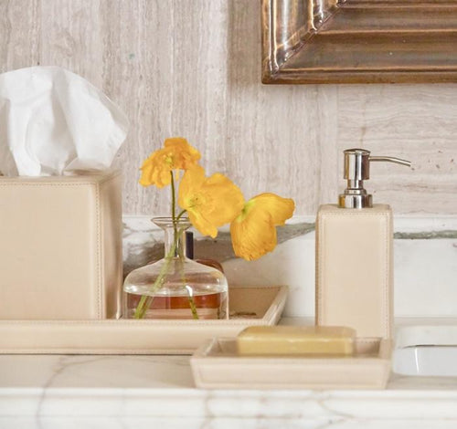 Lorient Cream Full Grain Leather Bathroom Accessories