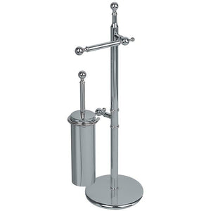 BA Standing Bathroom Towel Bar Rail Holder & Toilet Brush Holder Set - Brass