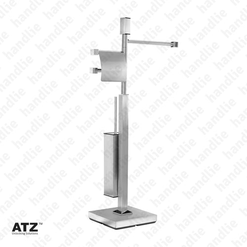 WC.6501 6500 Series - Standing Towel Rail with Square Toilet Brush Holder - Stainless Steel