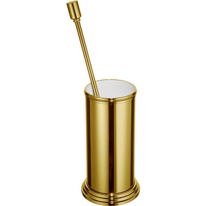 Scala Round StandingToilet Brush Bowl and Holder Cleaner Set W/O Lid, Solid Brass