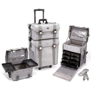 2 in 1 Professional Rolling Makeup Case Set with Drawers