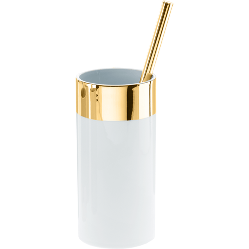 DWBA Brass Round Toilet Bowl Brush Holder Set Cleaner W/O Lid, Porcelain