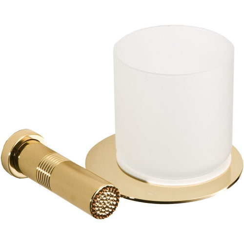 Starlight Round Wall Frozen Glass Toothbrush & Toothpaste Holder W/ Swarovski Crystals