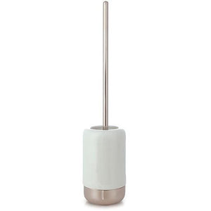 MV White Porcelain Stainless Steel Standing Toilet Brush Bowl Holder Cleaner Set