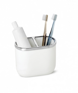 Junip Toothbrush Holder, White/Chrome