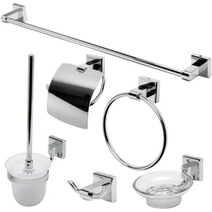 ALFI brand AB9509 Brushed Nickel/Polished Chrome 6 Piece Matching Bathroom Accessory Set