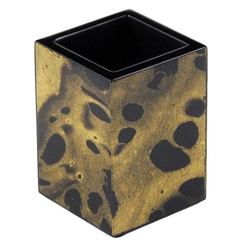 Black Gold Marble Lacquer Brush Holder