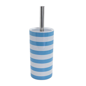 Harbour Housewares Ceramic Toilet Brush & Holder - Light Blue Stripe