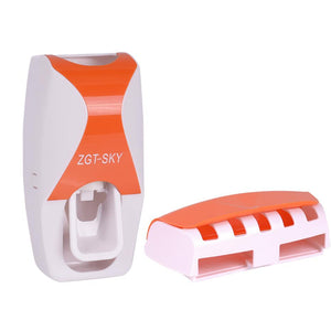 Home Bathroom Household Automatic Auto Toothpaste Dispenser Family Pack Anti-Dust Tooth Brush Holder