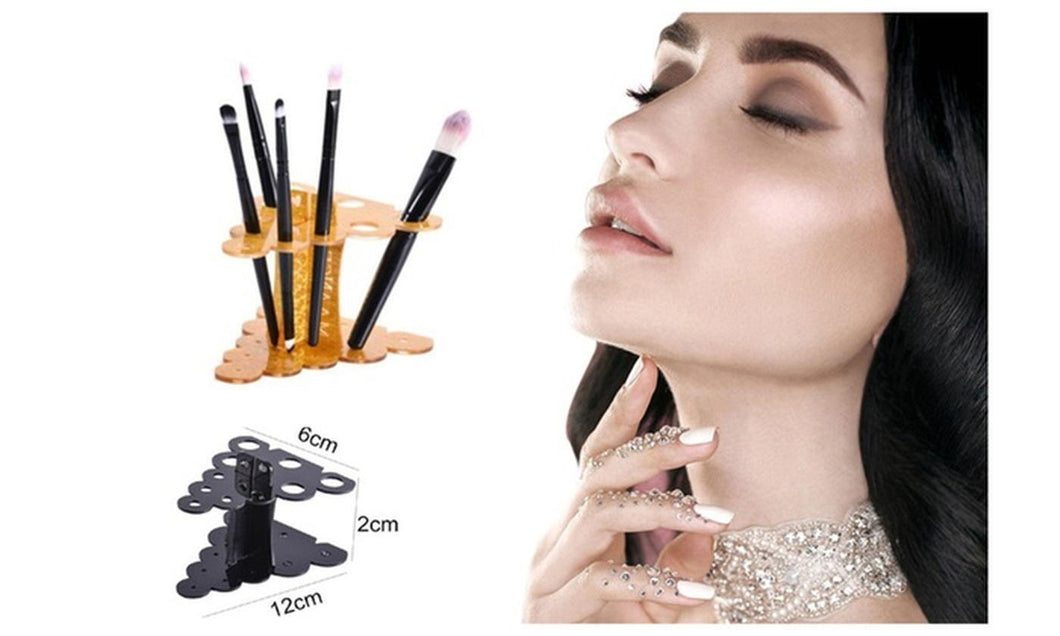 10 Hole Oval Makeup Brush Holder Drying Rack Organizer Cosmetic Shelf