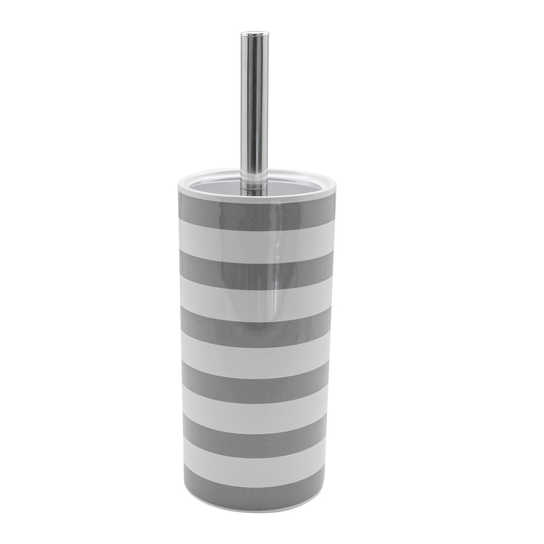 Harbour Housewares Ceramic Toilet Brush & Holder Set - Grey Stripe