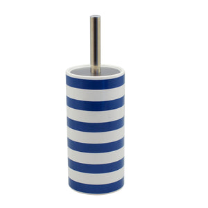 Harbour Housewares Ceramic Bathroom Toilet Brush & Holder - Blue/White