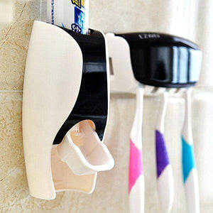 Automatic Lazy Toothpaste Dispenser 5 Toothbrushes Holder Wall Mount Stand