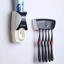 Load image into Gallery viewer, Automatic Lazy Toothpaste Dispenser 5 Toothbrushes Holder Wall Mount Stand