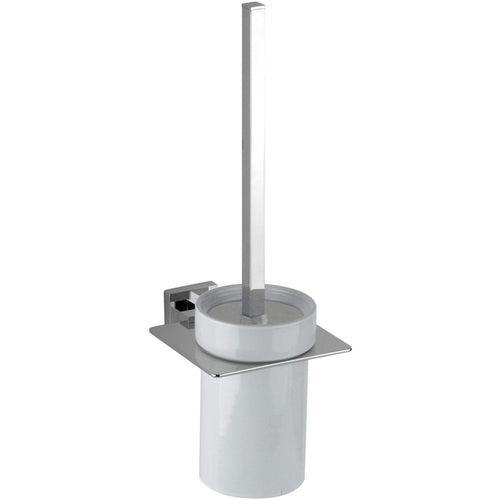 DI NY Wall Mounted Toilet Brush Bowl & Holder Set - Polished Chrome