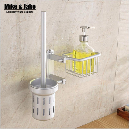 Bathroom Accessories Aluiminum Toilet Brush Set W/ Shelf Wc Brush W/ Basket Bathroom Shelf Toilet Brush Holder