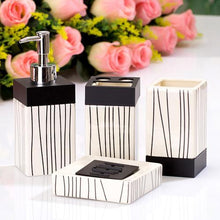 Load image into Gallery viewer, 4 Pcs Ocean Style Washing Room Sets Ceramic Bathroom Accessories Sets Toothpaste Toothbrush Holder Soap Emulsion Bottle