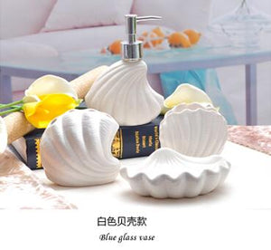 2015 Mediterranean-style ceramic sanitary supplies  family of four Sea Shell bathroom suite Cups toothbrush holder soap holder