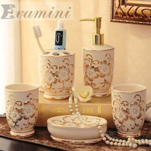 Load image into Gallery viewer, Ceramic Bathroom Set Five Piece Of Bathroom Item Fashion Modern Toothbrush Holder Bathroom Accessories Creative Coupletoilet Was