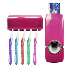Automatic Toothpaste Dispenser +Toothbrush Holder Wall Mount Rack