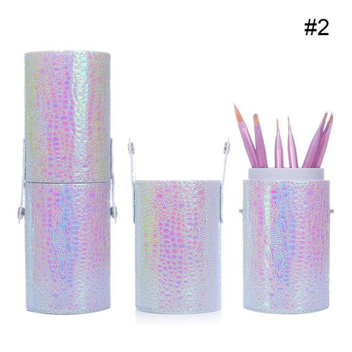 1 Pc Mermaid Fish Scale Nail Brush Holder Storage Case Bag Cosmetic Pen Organizer Makeup Manicure Nail Art Tool Accessory