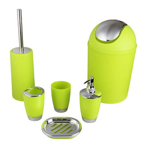 New Style 6pcs Bathroom Accessory Set Lotion Dispenser Toothbrush Holder Tumbler Cup Soap Dish Toilet Brush Trash Can