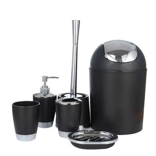 New Style 6pcs Bathroom Accessory Set Lotion Dispenser Toothbrush Holder Tumbler Cup Soap Dish Toilet Brush Trash Can