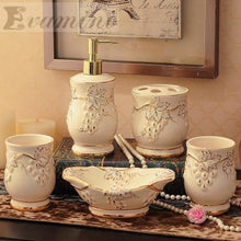 Load image into Gallery viewer, Ceramic Bathroom Set Five Piece Of Bathroom Item Fashion Modern Toothbrush Holder Bathroom Accessories Creative Coupletoilet Was