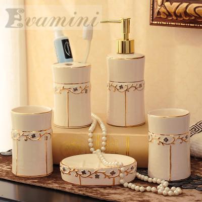 Ceramic Bathroom Set Five Piece Of Bathroom Item Fashion Modern Toothbrush Holder Bathroom Accessories Creative Coupletoilet Was