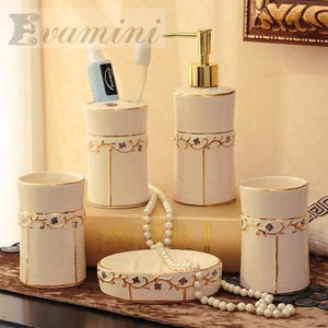 Ceramic Bathroom Set Five Piece Of Bathroom Item Fashion Modern Toothbrush Holder Bathroom Accessories Creative Coupletoilet Was